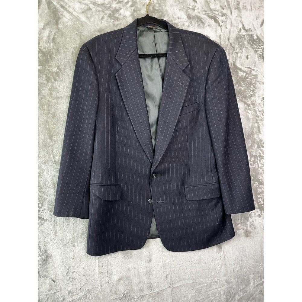 Austin Reed London Blazer Mens 41R Navy Blue Pinstripe Wool Sport Coat EUC